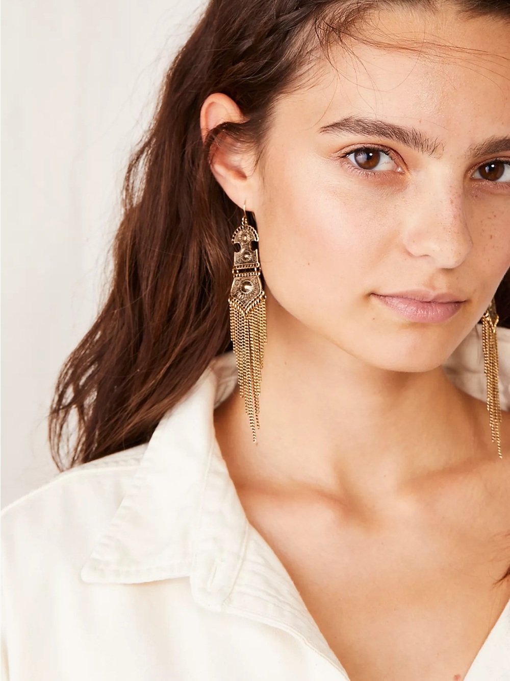 New🌟Free People-Roxanne Earrings Gold Tassel Statement Earrings